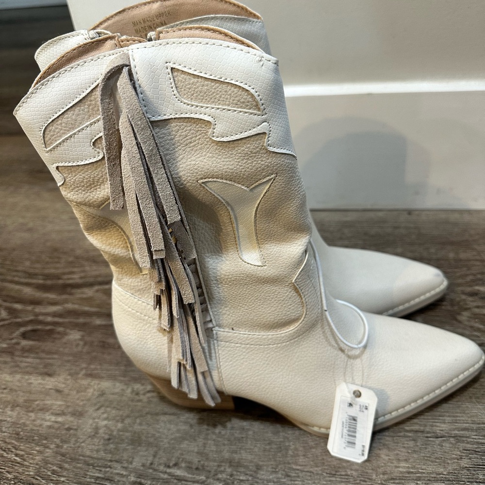 BRAND NEW White Fringe Western Boots